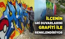 İlçenin gri duvarlarını grafiti ile renklendiriyor