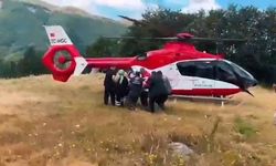 Kırsalda nöbet geçiren hastanın imdadına ambulans helikopter yetişti