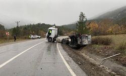 Karabük’te azot tankeri devrildi