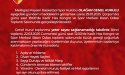 Melikgazi Kayseri Basketbol genel kurul yapılacak