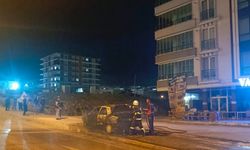 Adıyaman’da park halindeki otomobil yandı