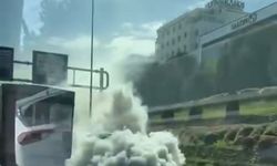 Arıza yapan araç trafiği dumana kattı
