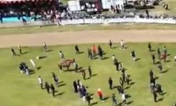 Jokeyi üzerinden attı, yarışa devam etti