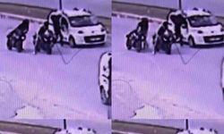 Kaskla tartıştığı sürücünün aracına zarar verdi: O anlar kamerada