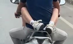 Motosiklette kucağında yolcu taşıyan sürünce 32 bin TL ceza