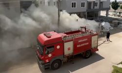 İnşaatın bekçi kulübesi alev alev yandı