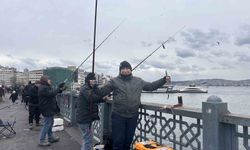 Balığın kulağına kar suyu kaçtı, olta balıkçıları yılın son günü Galata Köprüsü'nde 'rastgele' dedi