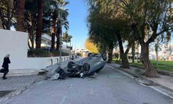 Bodrum'da takla atan araçtan burnu bile kanamadı çıktı