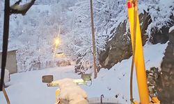 Hakkari'de karla mücadele ekibi gece kar mesaisinde