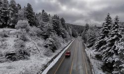 Karabük'te kar manzaraları dronla görüntülendi