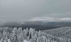 Karla kaplanan Ilgaz Dağı havadan görüntülendi