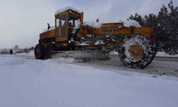 Kendi greyderiyle karla mücadeleye destek veriyor