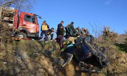 Şarampole uçan otomobilin sürücüsü yaralandı