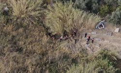 Sazlıkta gizlenen şahıs dron kamerasıyla yakalandı