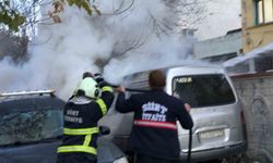 Siirt'te park halindeki kamyonet yandı