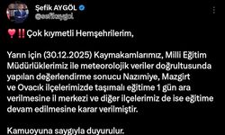 Tunceli'nin 3 ilçesinde taşımalı eğitime 1 gün ara verildi