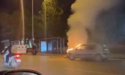 Bursa'da otomobil alevlere teslim oldu