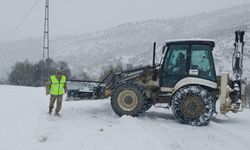 Çemişgezek'te karla kaplı yol açıldı, ekipler hasta inek için seferber oldu