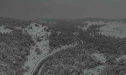 Eskişehir'in yüksek rakımlı dağlarının karla kaplı hali havadan görüntülendi