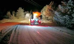 Kırıkkale'de köy yollarında karla mücadele çalışmaları