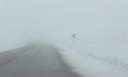 Palandöken geçidinde sis sürücülere zor anlar yaşatıyor