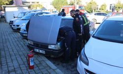 Sürücünün hızlı müdahalesi aracı yanmaktan kurtardı