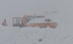 Muş-Kulp kara yolunda iş makinesinin üzerine çığ düştü