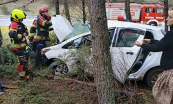 Balıkesir'de otomobil ormanlık alana uçtu: 2 yaralı