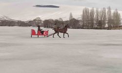 Çıldır Gölü'nde atlı kızak sezonu sona eriyor