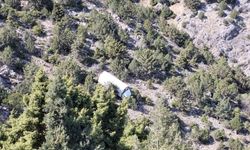 Kemaliye'de freni patlayan kamyon uçuruma yuvarlandı