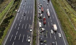 Kuzey Marmara Otoyolu'nda 1 polisin şehit olduğu kaza yeri havadan görüntülendi