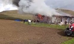 Kars'ta alevlere teslim olan ev kullanılamaz hale geldi