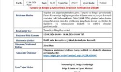 Meteorolojiden Bingöl ve Tunceli için zirai don uyarısı