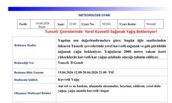 Meteorolojiden Tunceli için sağanak yağış uyarısı