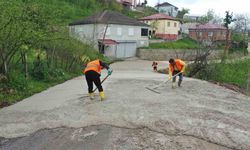 Ordu'nun kırsalında beton yol çalışmaları devam ediyor