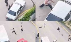 Taşlarla araçlara saldırdılar: Kavga anları kamerada