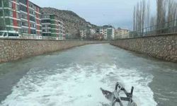 Traktörün suda gidişi ilgi çekti