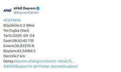 Van'da 5.2 büyüklüğünde deprem