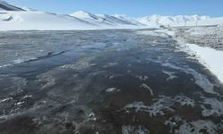 Van'da dondurucu soğuklar: Kar yağışı sonrası dereler buz tuttu