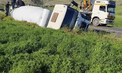 Beton mikseri devrildi: 1 yaralı