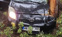 Kontrolden çıkan otomobil ormanlık alana uçtu: 1 yaralı