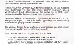 Ticaret Bakanlığı: 'Bir otomotiv firmasına 863 milyon lira ceza uygulandığı haberleri gerçeği yansıtmamaktadır'