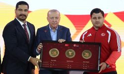 Türkiye Güreş Federasyonu'ndan Cumhurbaşkanı Erdoğan'a, Türk güreşini simgeleyen tablo takdimi