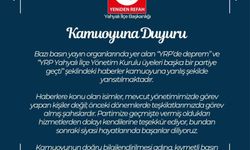 YRP Kayseri İl Başkanlığı'ndan kamuoyu açıklaması