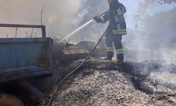 Altınözü'nde bahçede çıkan yangın römorka sıçradı