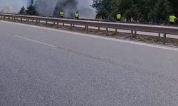İzmir-Bursa kara yolunda alevler korkuttu