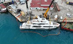 Sinop Limanı'nda batan lüks yat 7 günlük çalışmayla kurtarıldı