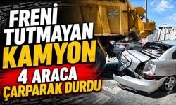 Freni tutmayan kamyon 4 araca çarparak durdu