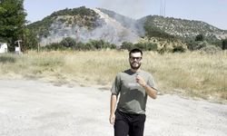 Orman yangını görüntülerken gazeteci gibi anons çekti, olayı heyecan içinde anlattı