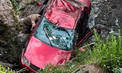 Payas'ta uçurumdan yuvarlanan otomobilin sürücüsü yuvarlandı